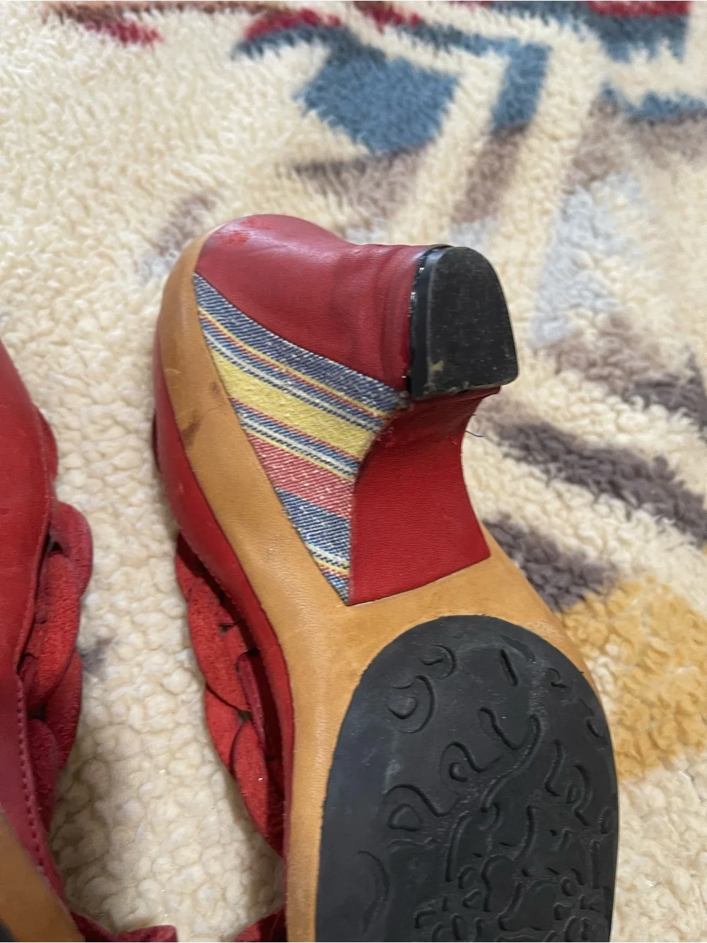 Anthropologie J. Shoes Nicole Red Braided Leather Slingback Heels | Size 8.5 ❤️